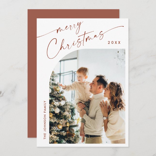 Cartes Pour Fêtes Annuelles Simplement élégant PHOTO Design Salutation de Noël (Devant / Derrière)