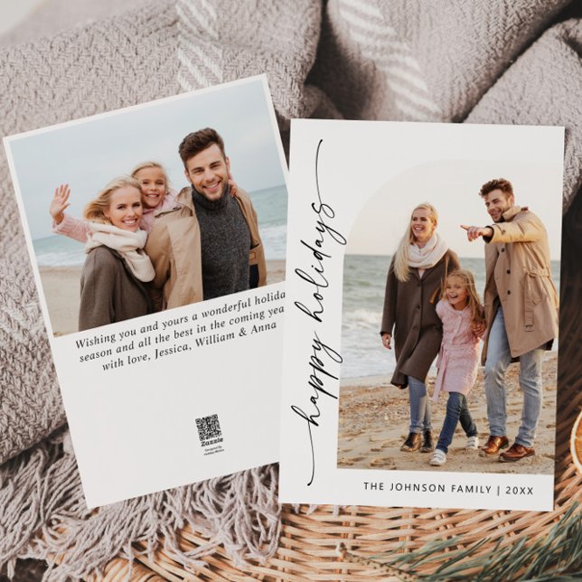 Cartes Pour Fêtes Annuelles Simplement élégant Stylish 2 PHOTO Noël Salutation (Créateur téléchargé)