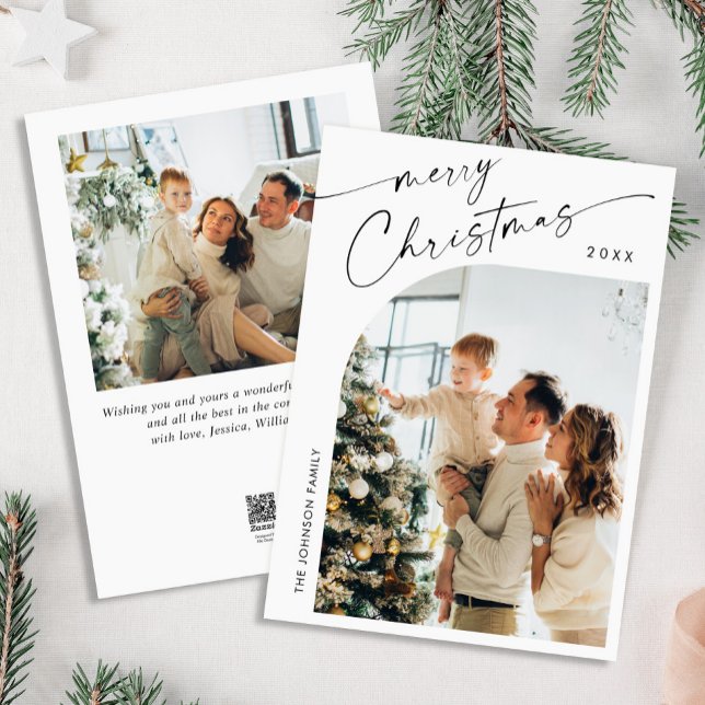 Cartes Pour Fêtes Annuelles Simplement élégant Stylish 2 PHOTO Noël Salutation (Créateur téléchargé)