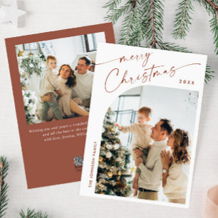 Cartes Pour Fêtes Annuelles Simplement élégant Stylish 2 PHOTO Noël Salutation