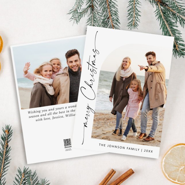 Cartes Pour Fêtes Annuelles Simplement élégant Stylish 2 PHOTO Noël Salutation (Créateur téléchargé)