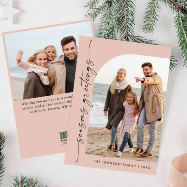 Cartes Pour Fêtes Annuelles Simplement élégant Stylish 2 PHOTO Noël Salutation (Créateur téléchargé)