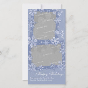 Cartes Pour Fêtes Annuelles Simplement Flocons Personnalisés Double Photo 2