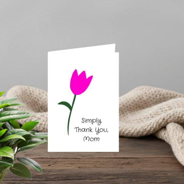 Cartes Pour Fêtes Annuelles Simplement Merci, Maman – Tulipe Rose  (Créateur téléchargé)
