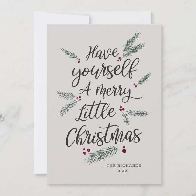 Cartes Pour Fêtes Annuelles Simplement Pin Avoir un Joyeux Petit Noël (Devant)