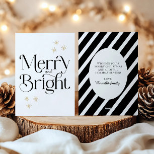 Cartes Pour Fêtes Annuelles Simples bandes noires modernes Joyeuses et lumineu