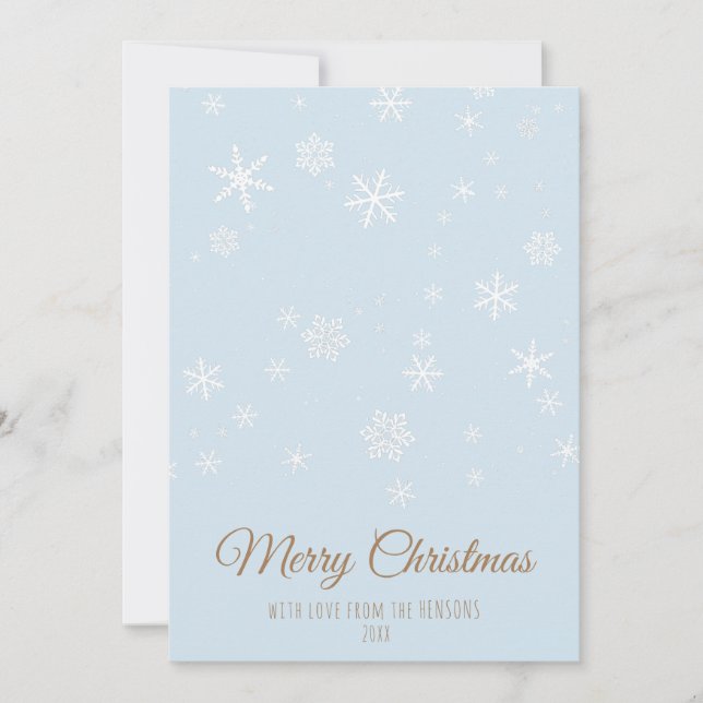Cartes Pour Fêtes Annuelles Simples flocons bleus Joyeux Noël (Devant)