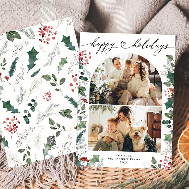 Cartes Pour Fêtes Annuelles Simplicité de script cardiaque Botanique Arc Photo (Créateur téléchargé)