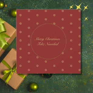 Cartes Pour Fêtes Annuelles Simplistic Red et Golden Christmas Bilingue