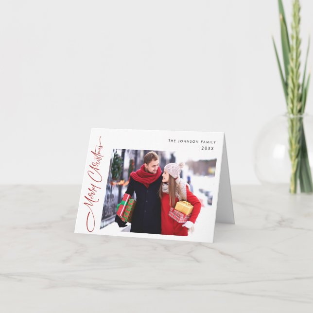 Cartes Pour Fêtes Annuelles Simply Elegant Joyeux Noël 3 PHOTO Salutation (Devant)