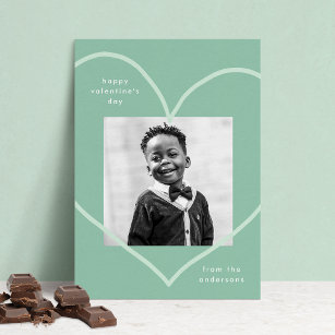Cartes Pour Fêtes Annuelles Simply Love Mint Green Heart Photo Saint-Valentin