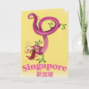 Cartes Pour Fêtes Annuelles Singapore Dragon affiche vintage des vacances