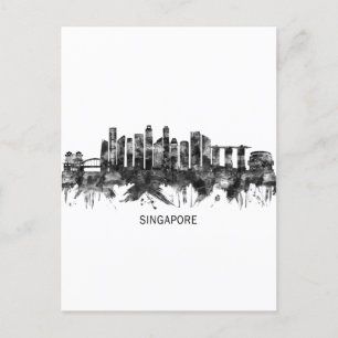 Cartes Pour Fêtes Annuelles Singapour Skyline BW
