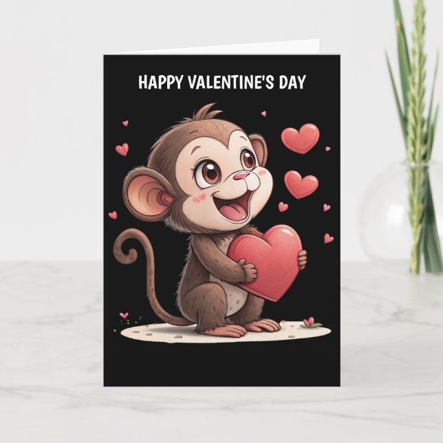 Cartes Pour Fêtes Annuelles singe de la Saint-Valentin (Devant)