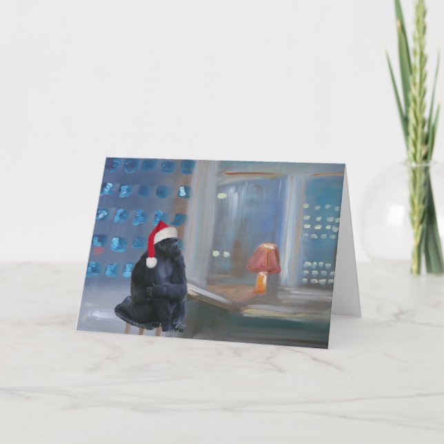 Cartes Pour Fêtes Annuelles "Singe de Noël" (Devant)