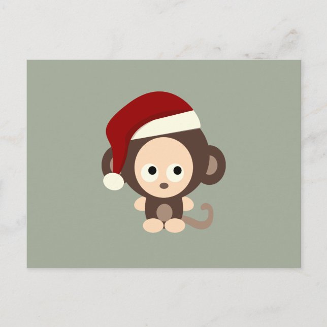 Cartes Pour Fêtes Annuelles Singe de Noël (Devant)