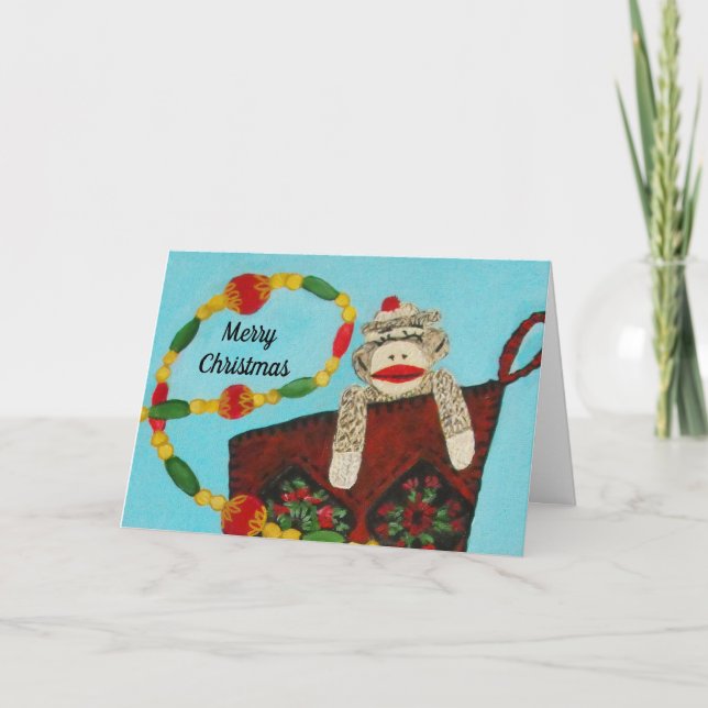 Cartes Pour Fêtes Annuelles Singe de Noël (Devant)