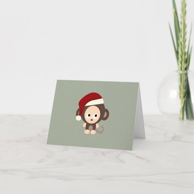 Cartes Pour Fêtes Annuelles Singe mignon de Noël (Devant)
