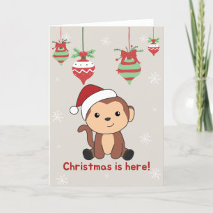 Cartes Pour Fêtes Annuelles Singe Noël Neige Hiver Animaux Singes Vacances