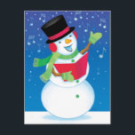 Cartes Pour Fêtes Annuelles Singing Snowman Christmas Carol Music Postcard<br><div class="desc">A singing snowman is performing Christmas carols into the night. Snow and musical notes fall gently in the Christmas postcard.</div>