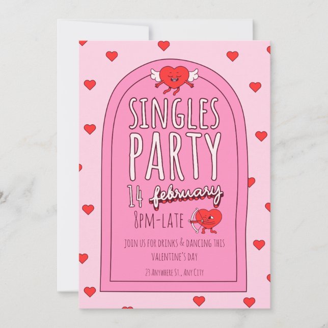 Cartes Pour Fêtes Annuelles Singles Rose & Rouge Cute Saint Valentin (Devant)