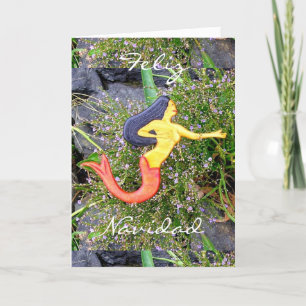 Cartes Pour Fêtes Annuelles sirène à queue rouge Feliz Navidad