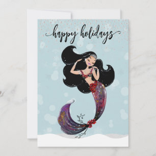 Cartes Pour Fêtes Annuelles Sirène de Fêtes de Noël Diamantée Brillante