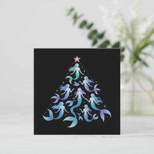 Cartes Pour Fêtes Annuelles Sirène de Noël Arbre Filles Été Vacances Noël