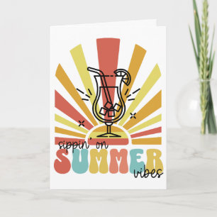 Cartes Pour Fêtes Annuelles Sirop sur les vibrations de l'été, Soleil Rétro, V