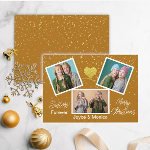 Cartes Pour Fêtes Annuelles Sisters Forever Christmas Brown Photo Collage