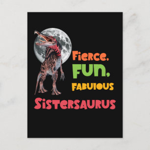 Cartes Pour Fêtes Annuelles Sistersaurus Équipe de dinosaures sœurs appariées