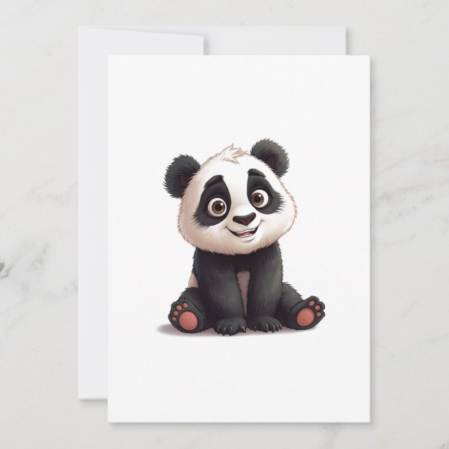 Cartes Pour Fêtes Annuelles Sitting Panda Bear Cartoon Illustration Artwork (Devant)