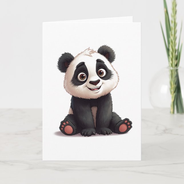 Cartes Pour Fêtes Annuelles Sitting Panda Bear Cartoon Illustration Artwork (Devant)