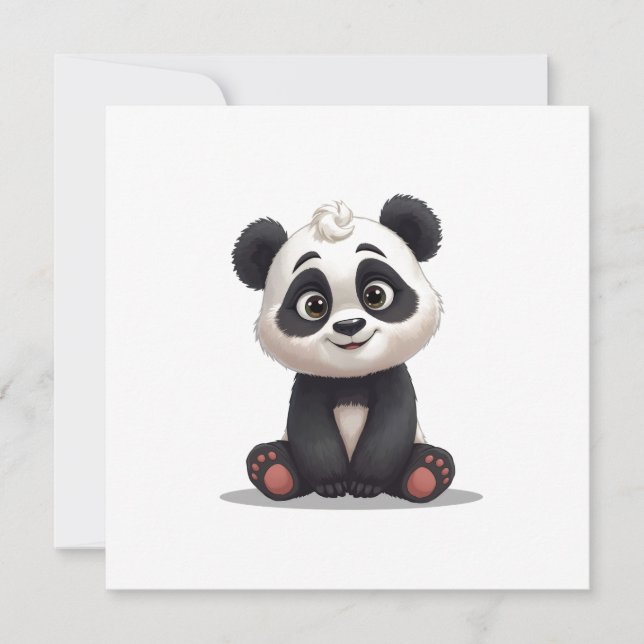 Cartes Pour Fêtes Annuelles Sitting Panda Bear Cartoon Illustration Artwork (Devant)