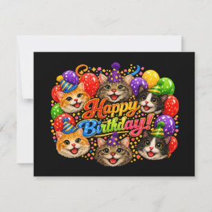 Cartes Pour Fêtes Annuelles Six chats vous souhaitent un joyeux anniversaire