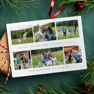 Cartes Pour Fêtes Annuelles Six photo collage simple famille verte Noël