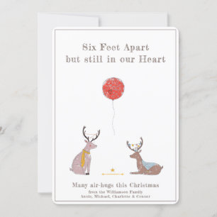 Cartes Pour Fêtes Annuelles Six Pieds de Séparation Mignon Drôle Cerf Quaranta
