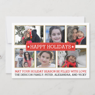 Cartes Pour Fêtes Annuelles Six rouges de photos et vacances modernes de Noël
