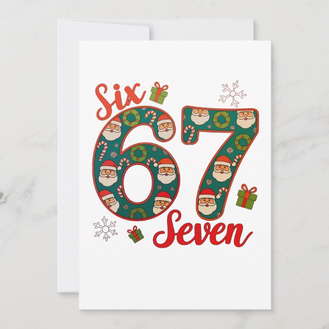 Cartes Pour Fêtes Annuelles Six Seven 67 6 7 Meme Christmas Xmas Santa Hat (Devant)