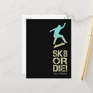 Cartes Pour Fêtes Annuelles Sk8 Ou Mourez ! Olli Skater Vintage Pour Skate