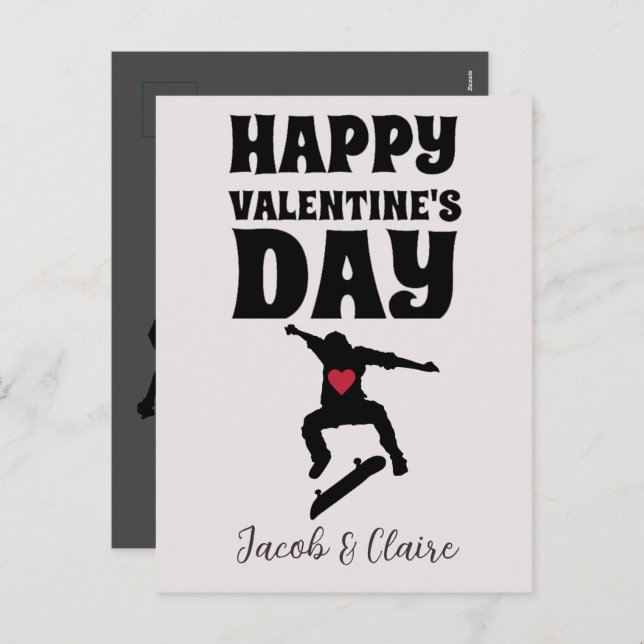 Cartes Pour Fêtes Annuelles skateboard, Joyeux valentines jour personnalisez l (Devant / Derrière)