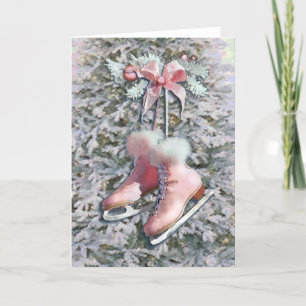 Cartes Pour Fêtes Annuelles SKATES DE GLACE en ROSE par SHARON SHARPE