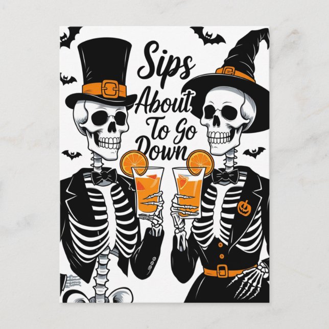 Cartes Pour Fêtes Annuelles Skeleton Couple Halloween (Devant)