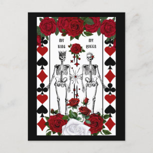Cartes Pour Fêtes Annuelles Skeleton gothique couple roi reine