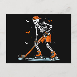 Cartes Pour Fêtes Annuelles Skeleton Hockey sur glace Halloween garçons Drôle
