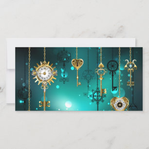 Cartes Pour Fêtes Annuelles Skeleton Keys on Green Background