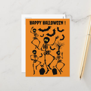 Cartes Pour Fêtes Annuelles Skeletons d'Halloween Macabre Dance