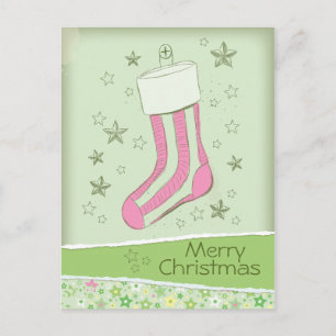 Cartes Pour Fêtes Annuelles sketched stocking Pink Christmas