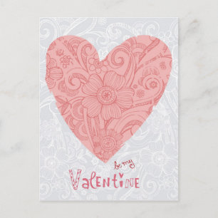 Cartes Pour Fêtes Annuelles Sketchy Valentine's Doodle Heart and Swirls