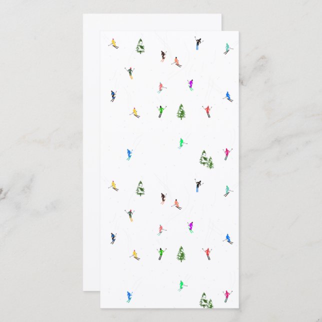 Cartes Pour Fêtes Annuelles Ski alpin d'hiver Ski Ski Ski Motif (Devant / Derrière)